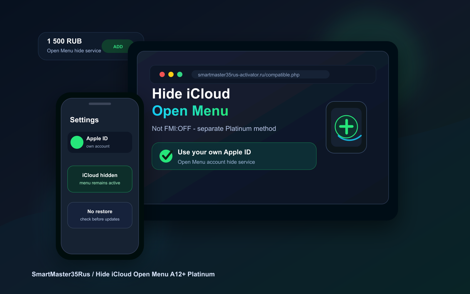 Hide iCloud Open Menu A12+ Platinum